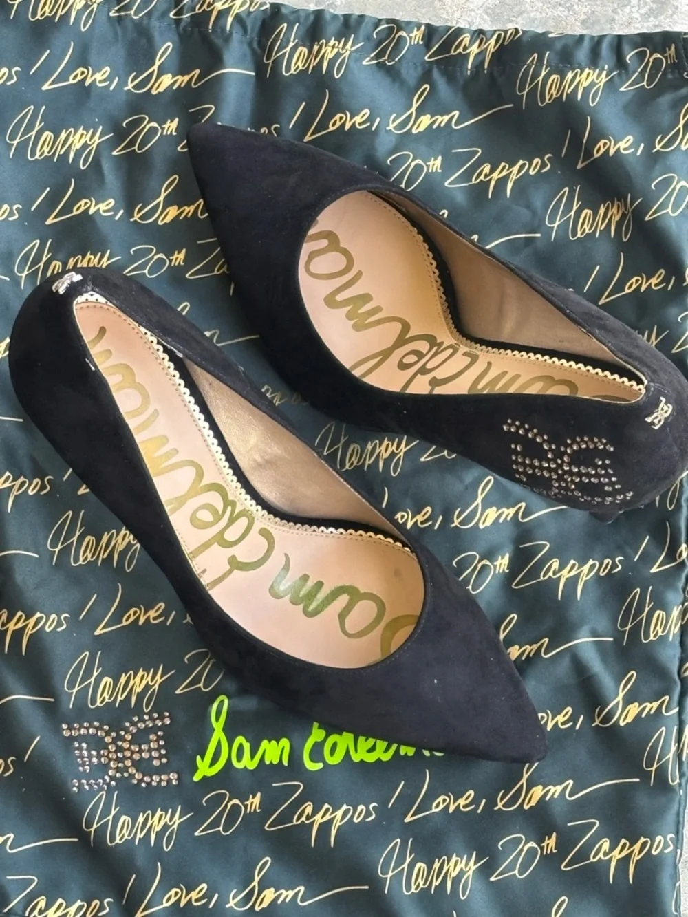 Sam Edelman Black Suede Pointed Toe Stiletto Pumps - Picture 4 of 4